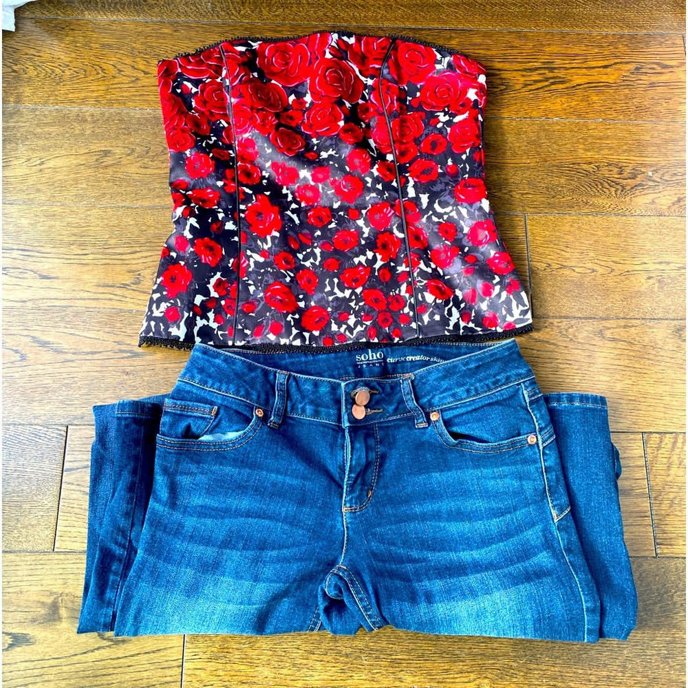 White House Black Market  Bustier and Soho jeans! Great bundle deal!